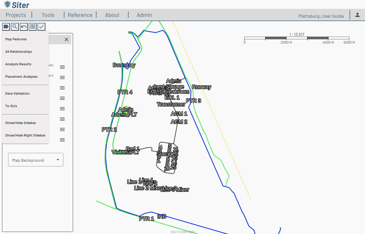 Map label menu open with the All Relationships option highlighted