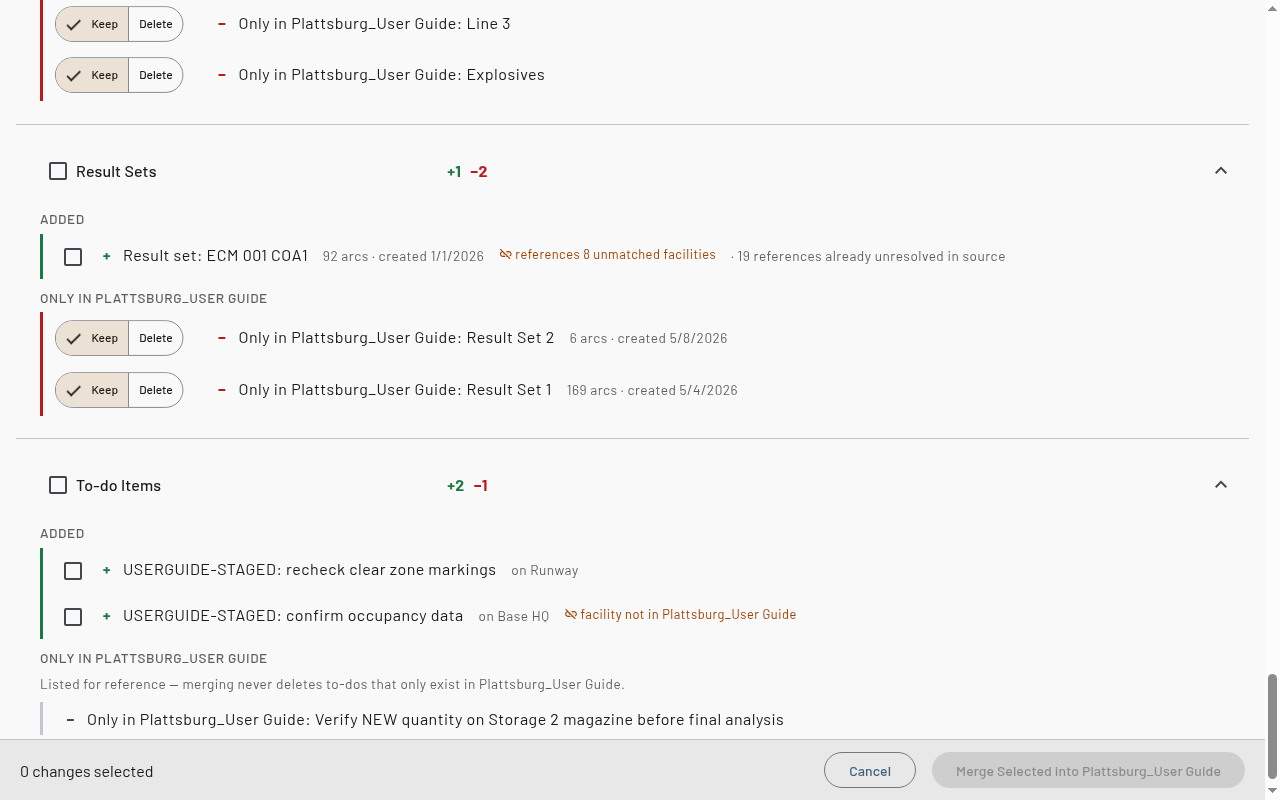 To-Do Items section showing an added to-do with the facility it is attached to and a facility-not-in-recipient warning