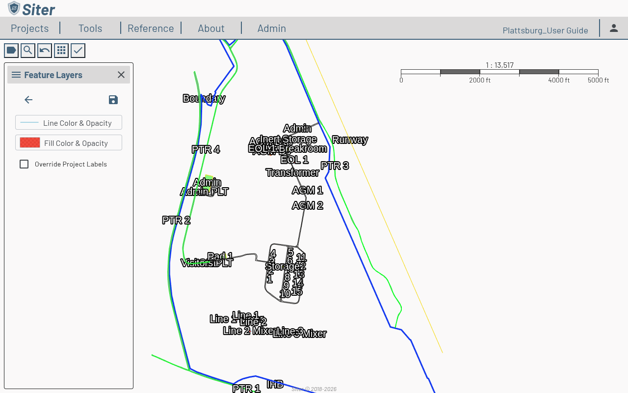 Layer symbol editor showing Line Color, Fill Color, and an Override Project Labels checkbox