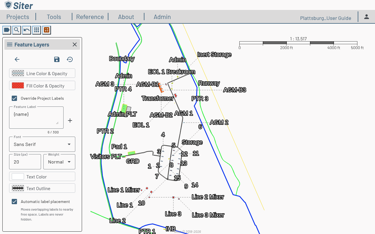 Layer symbol editor showing Line Color, Fill Color, and an Override Project Labels checkbox
