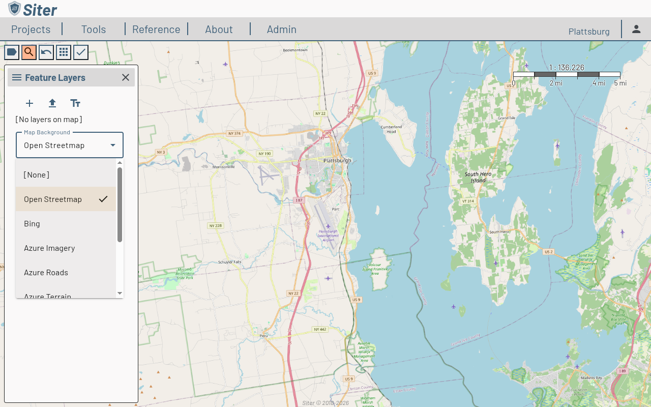 Map Background dropdown showing available base map options