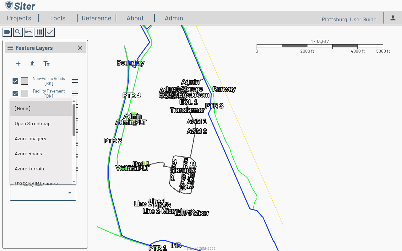 Map Background dropdown showing available base map options