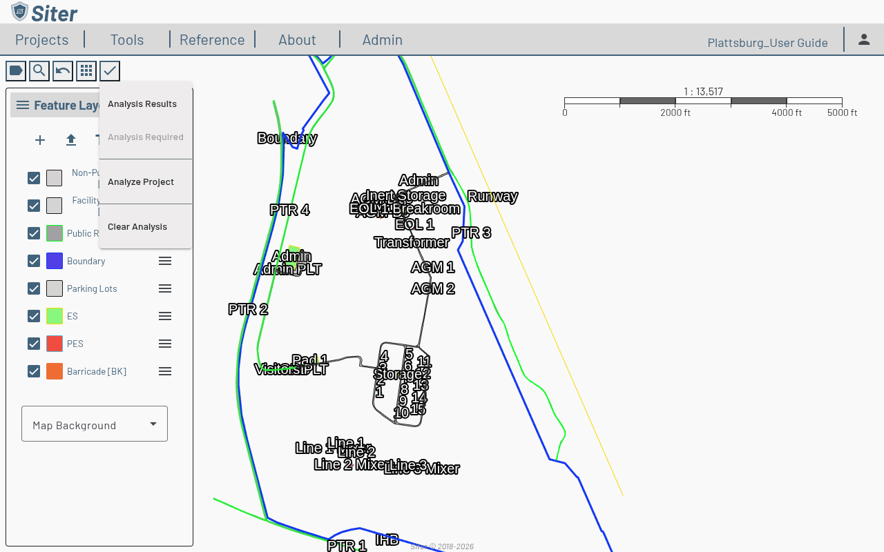 Analysis menu in the toolbar with Analysis Results, Analysis Required, Analyze Project, and Clear Analysis options