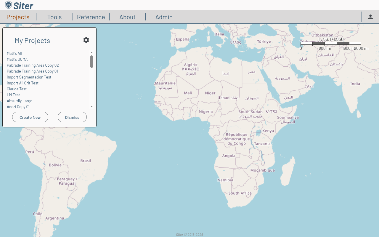 My Projects panel showing a list of available projects